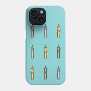 Nine Dip Pen Nibs (Lake Blue Palette) Phone Case