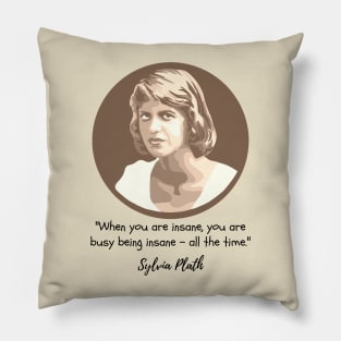 Sylvia Plath Portrait and Quote Pillow