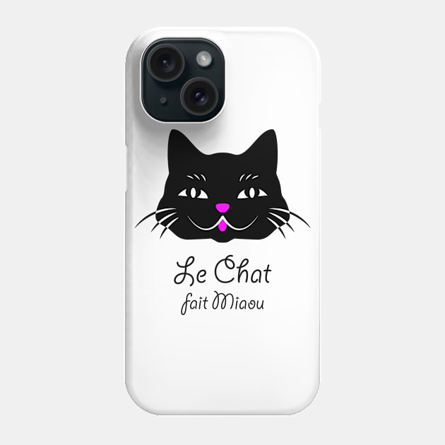 Black Cat Speaks French Phone Case by AntiqueImages