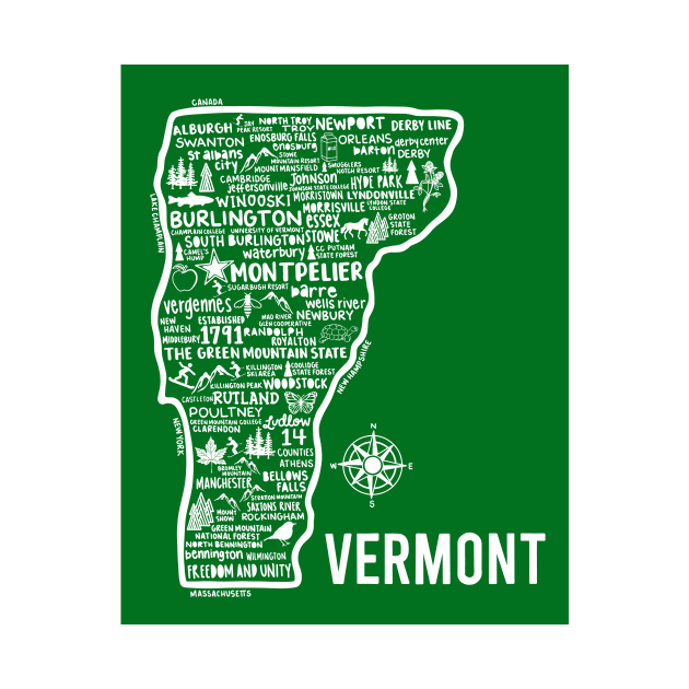 Vermont Map by fiberandgloss