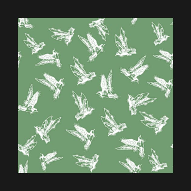 Herring plovers in flight, green background by rainetteillus