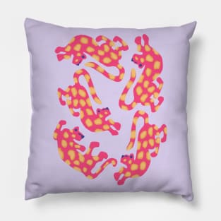 Colorful pink leopards jungle cats pattern Pillow