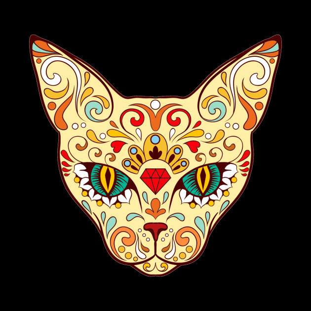 Sugar Skull Cat by pickledpossums