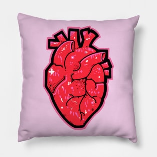 Anatomical heart red and pink Pillow