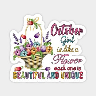 October Girl - Flower Basket Magnet