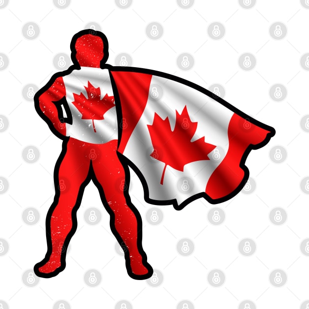 Canadian Hero Wearing Cape of Canada Flag Love Canadian Roots by Mochabonk