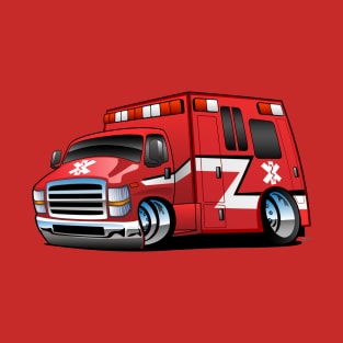 Paramedic EMT Ambulance Rescue Truck Cartoon T-Shirt