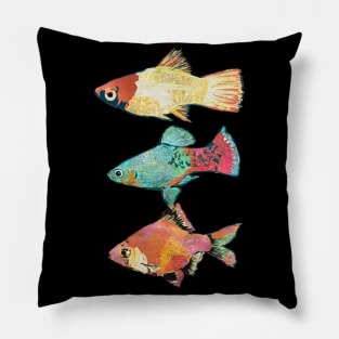 Three Fish- 2 Platty and 1Tiger Barb- The fish trio Pillow