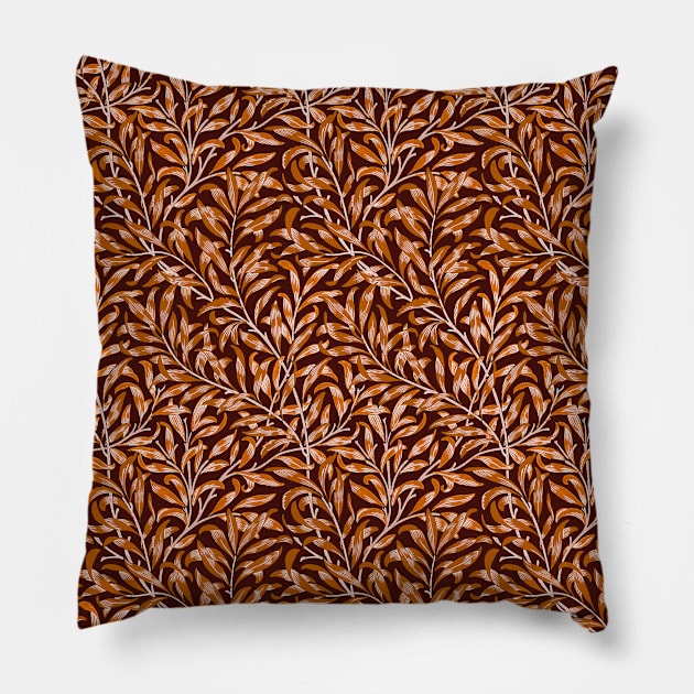 William Morris Willow Bough Orange on Brown Pillow by tiokvadrat