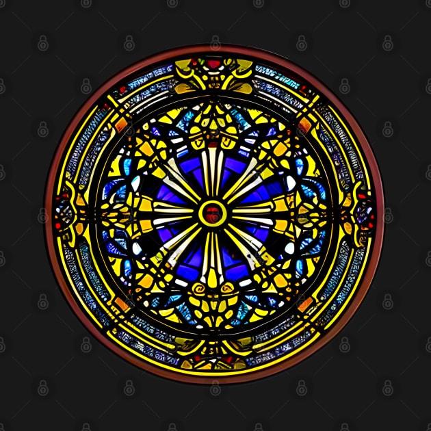 Gold and blue  stained glass pattern sticker by SJG-digital