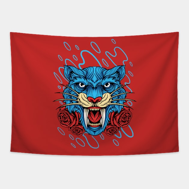 Tiger Head Illustration Tapestry by Mako Design 