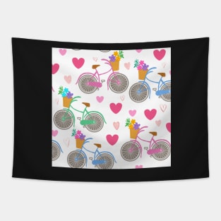 Bicycles and hearts pattern Tapestry