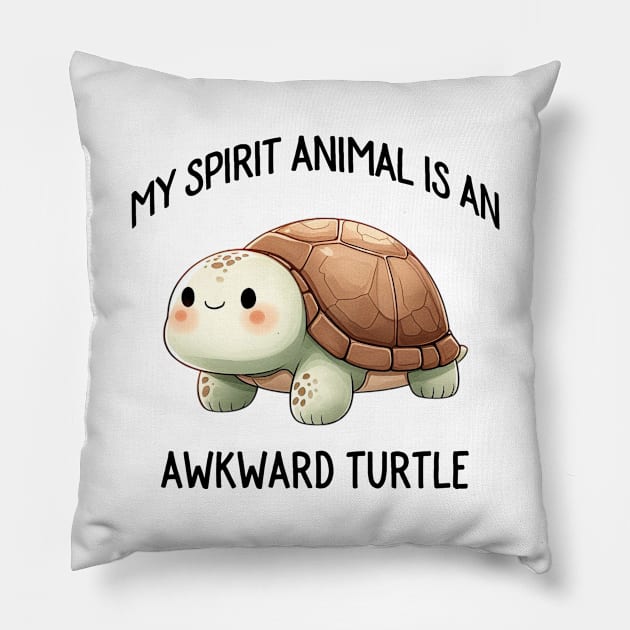 My Spirit Animal is an Awkward Turtle Cute Quote Pillow by ThatVibe