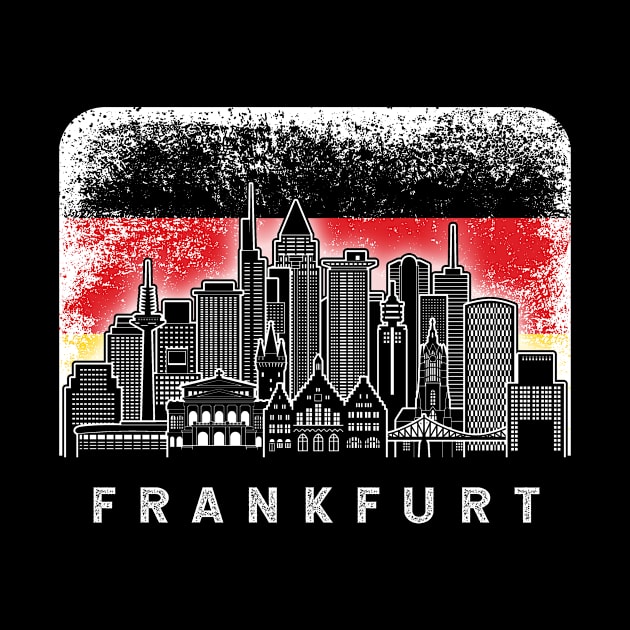 Frankfurt Germany Skyline Vintage German Flag by ThyShirtProject - Affiliate