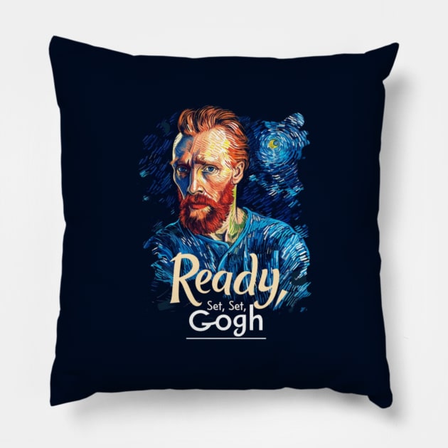 Redy, Set, Gogh, van gogh portrait, Post-impressionism Pillow by Pattyld