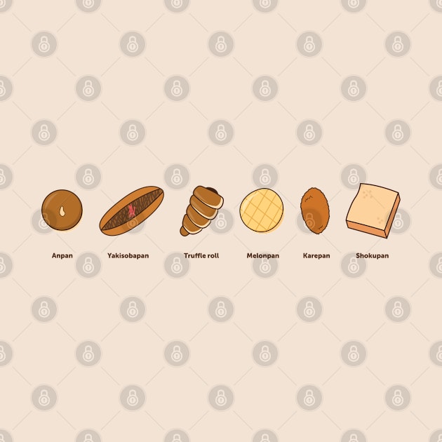 Cute Food Illustration - Japanese Bread by MariOyama