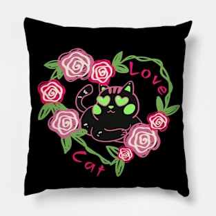 Love Cat in Black Pillow