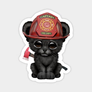 Cute Black Panther Cub Firefighter Magnet