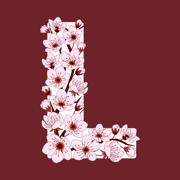 Colorful capital letter L patterned with sakura twig by Alina