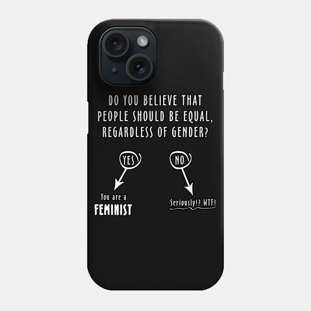 Quiz: Are you a FEMINIST? - Funny Feminist Design Against Discrimination (white) Phone Case by Everyday Inspiration