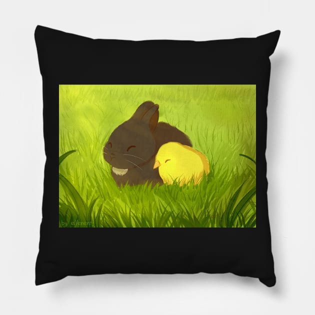 Bunny and Chick Pillow by ellenent