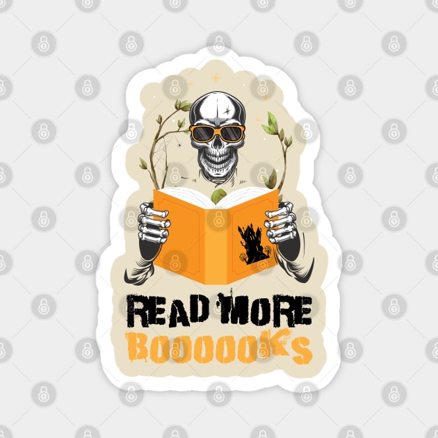 Read More Books Halloween Cute Ghost Skeleton Librarian Teacher, read more boooooks Magnet by chidadesign