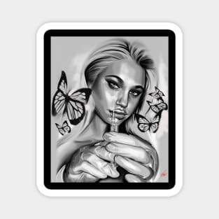 Yeb1 Art Butterflies Needle Chicano Art California Style Magnet