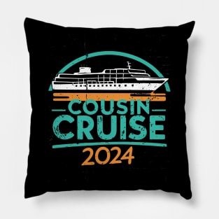 Funny Cousin Cruise 2024 Retro Family Matching Reunion Trip Pillow