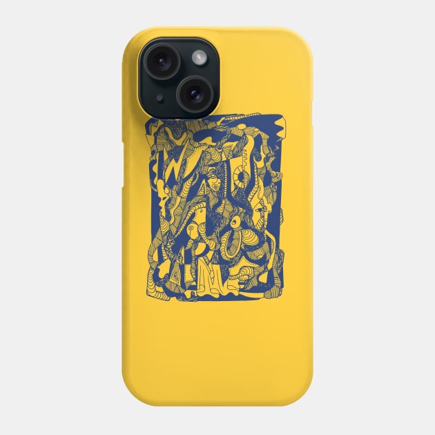 Navy Gold Color Abstract Wave of Thoughts No 4 Phone Case by kenallouis