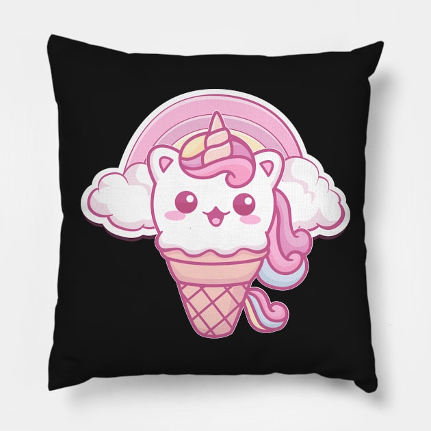 Cute loving Caticorn Meowtical Unicorn girl Pillow by Novelty-art