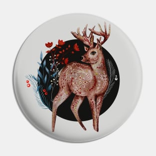 Nordic Folk Art, Woodland Animal Folk Art Stag Pin