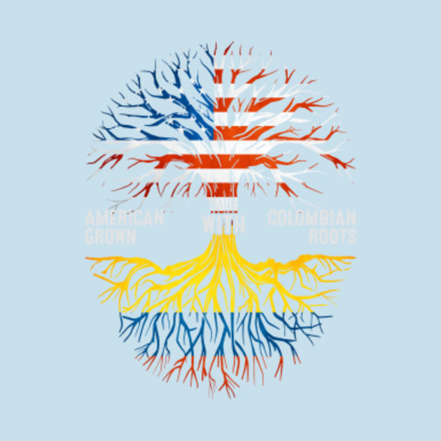 Disover American Grown With Colombian Roots Tree Colombia Flag - American Grown With - T-Shirt