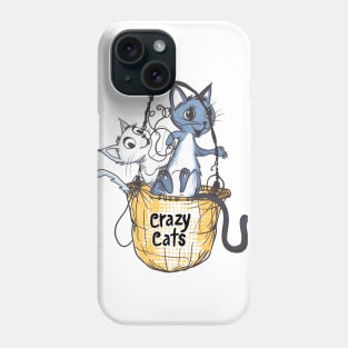 Cats playing with balls of yarn Funny T-shirt 2-08 Phone Case