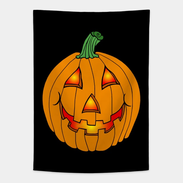 Glowing Happy Jack-O-Lantern Tapestry by Art by Deborah Camp