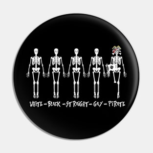 Black White Gay Straight  Skeleton LGBT Pride Human Pin