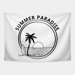 Summer Paradise. Summertime, Fun Time. Fun Summer, Beach, Sand, Surf Retro Vintage Design. Tapestry