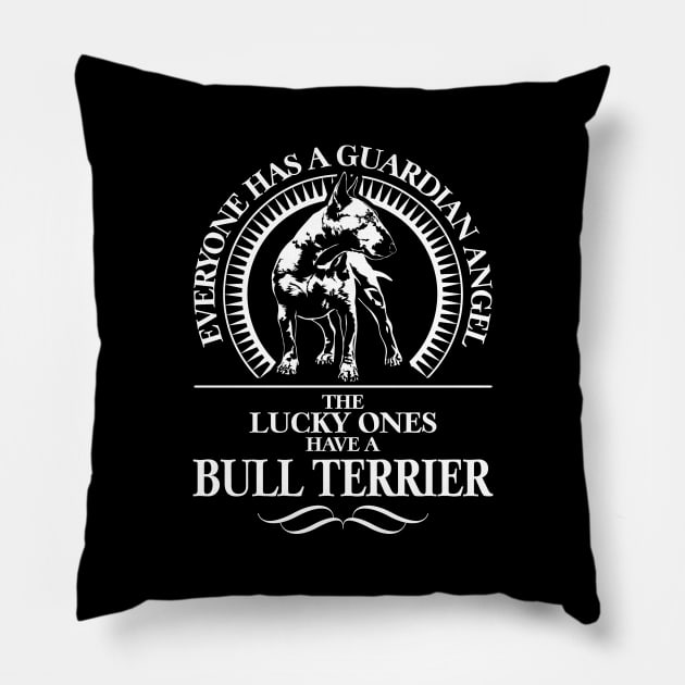 English Bull Terrier Guardian Angel dog sayings Pillow by wilsigns