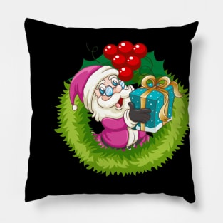 Retro Vintage Pink Santa Claus Pink Christmas Design Pillow