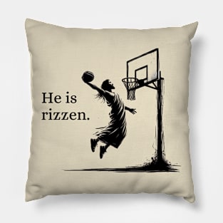 He is Rizzen Jesus Dunk Easter Blackwork Minimalist Pillow