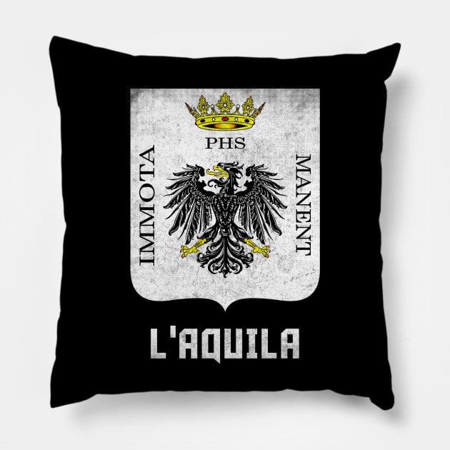 L'Aquila, Italia // Retro Faded Style Coat Of Arms Design Pillow by DankFutura