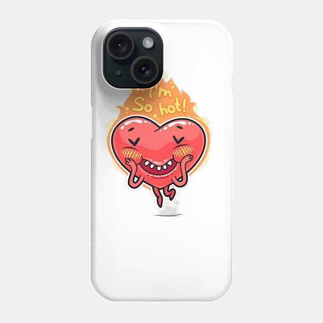 Cute Heart in Flames I'm so hot Valentines Day Gift Phone Case by Gufbox