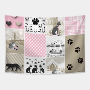 Cat Lovers Patchwork Pattern Tapestry