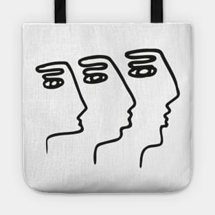 Abstract Faces Fingers Doodle One Line Art Tote