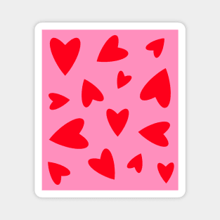 Red Love Hearts on Pink Magnet