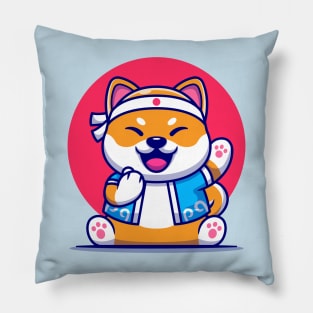 Cute Shiba Inu Dog With Japanese Costume Cartoon Pillow