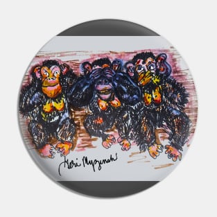 Three Wise Monkeys Pin