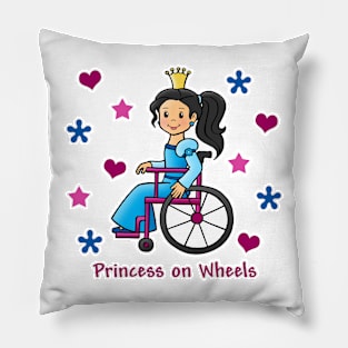 Princess On Wheels (Black Hair) Pillow