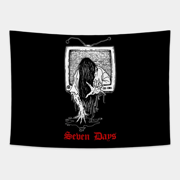 The Ring Horror Movie Samara Seven Days Halloween Tapestry by btcillustration