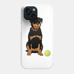 Friendly Rottweiler with Green Ball Phone Case