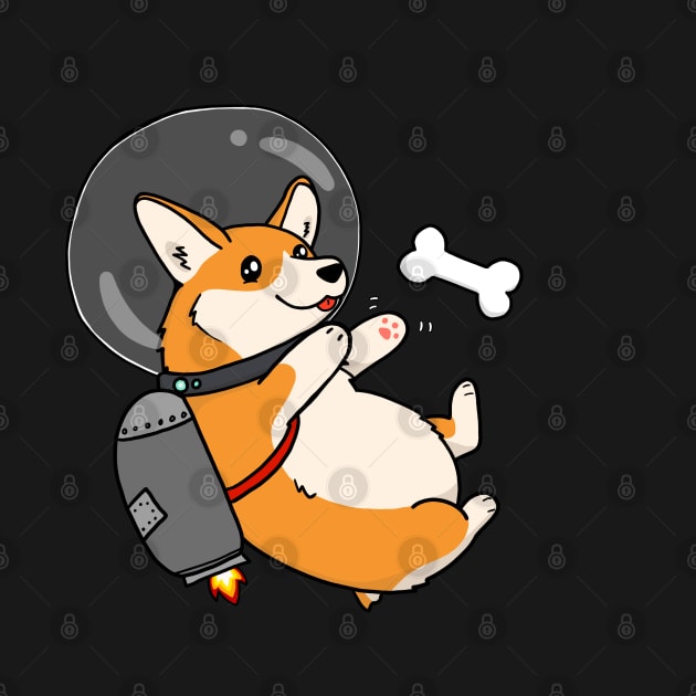 chubby space jetpack corgi by sivelobanova